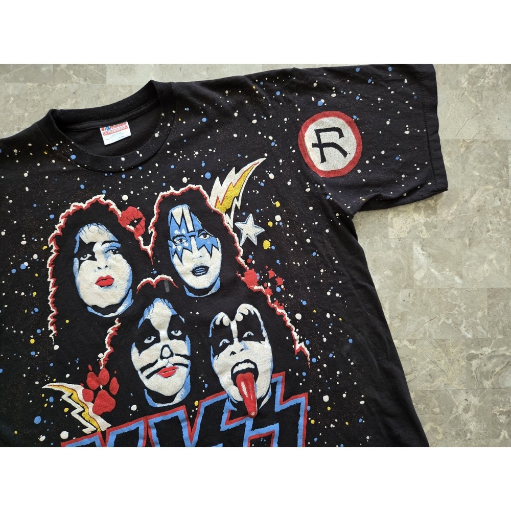 Vintage 1992 KISS Winterland Faces T-Shirt Adult XL Metal Band Rock Japan Rare